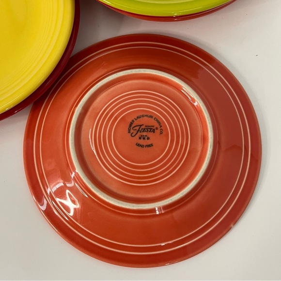 Fiesta Ware 7" LOT OF 6 Salad Bread Plate Red Orange Green - Picture 5 of 7